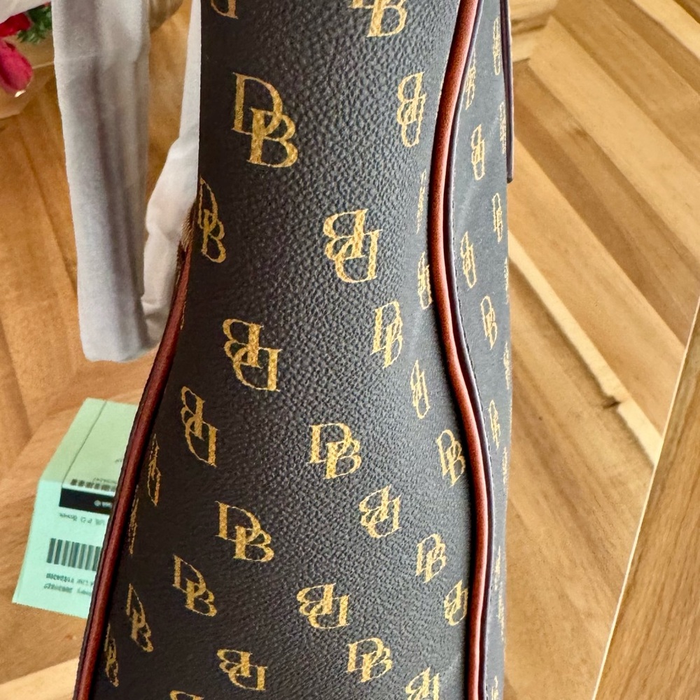 NEW Dooney & Bourke Ashton Top Zip Tote Bag - Brown Tomro monogram red lining - Picture 6 of 9